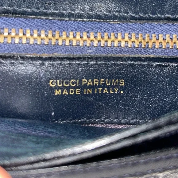 Gucci Web Navy Sherry Line GG Coated Canvas Clutch - Picture 5 of 13
